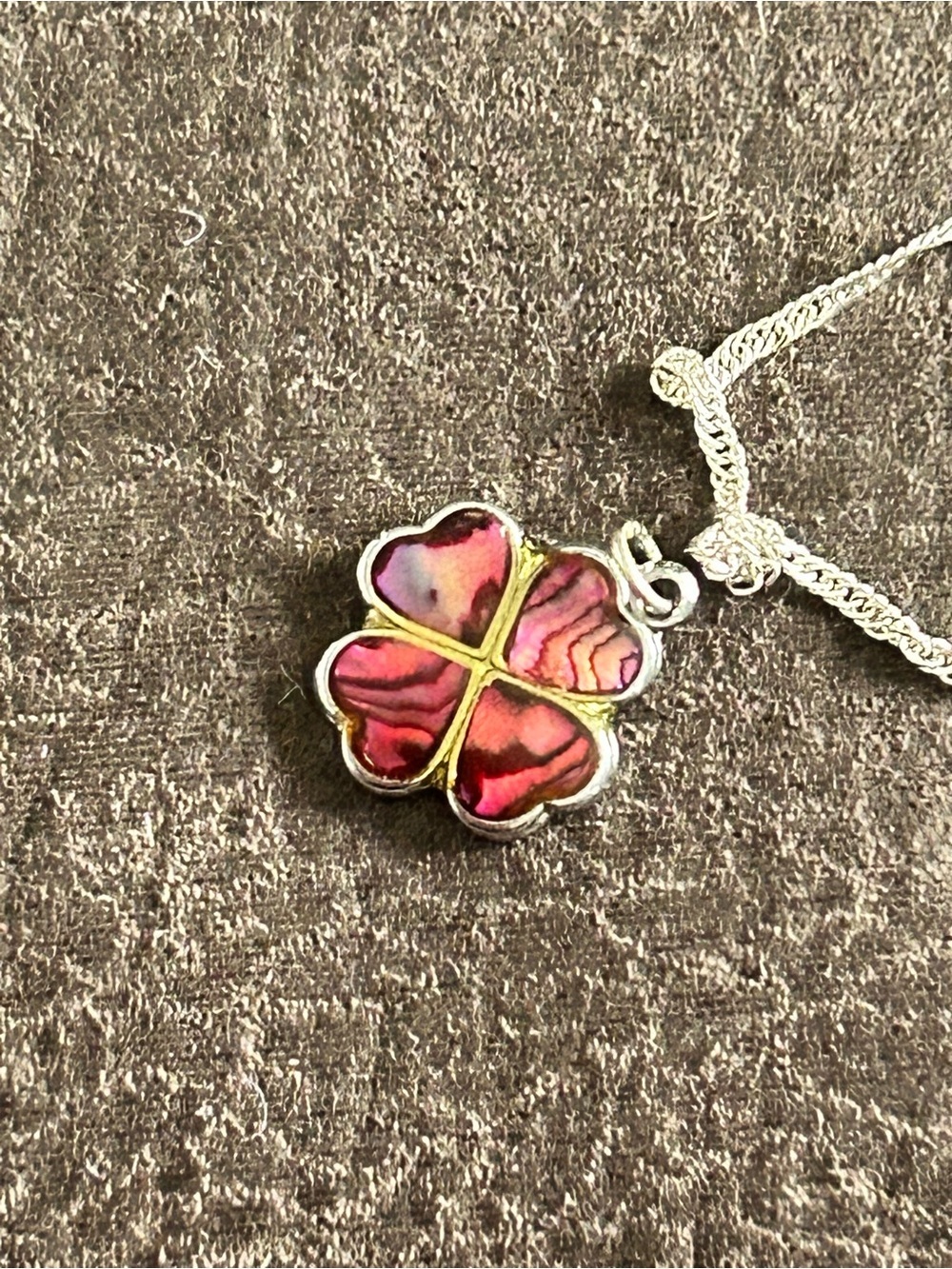 4/$50 Pink Abalone Four-Leaf Clover Pendant Necklace